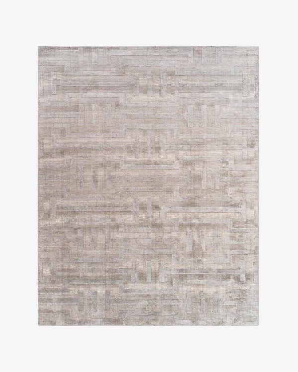 White Metal Wool & Silk Rug
