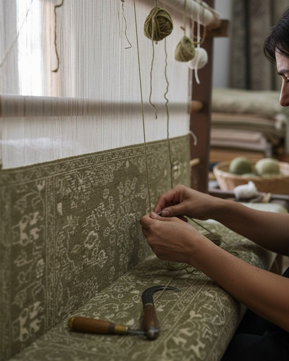 THE WEAVERS OF BHADOHI & MIRZAPUR — A LIVING LEGACYCARPETIFY rugs are born from generations of master artisans in Uttar Pradesh, India — where centuries-old weaving traditions meet modern elegance. Handcrafted using the finest wool, cotton, and silk, each rug reflects intricate artistry, rich textures, and timeless sophistication designed to elevate interiors around the world.