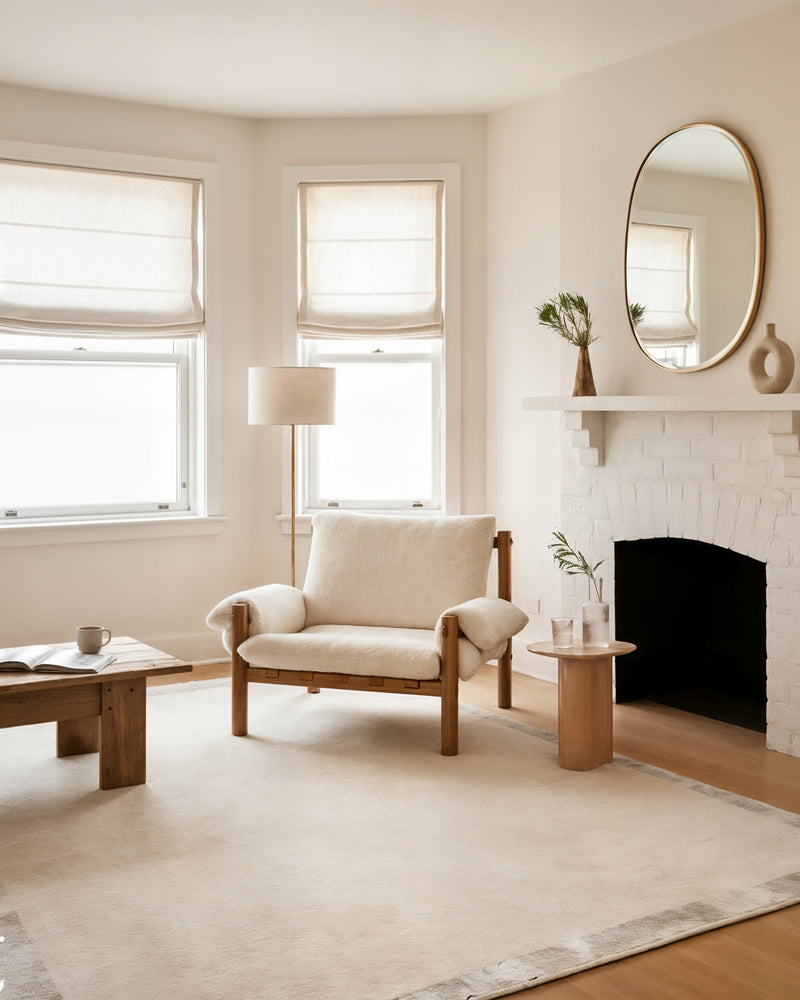Fragment Wool & Silk Rug / White smoke