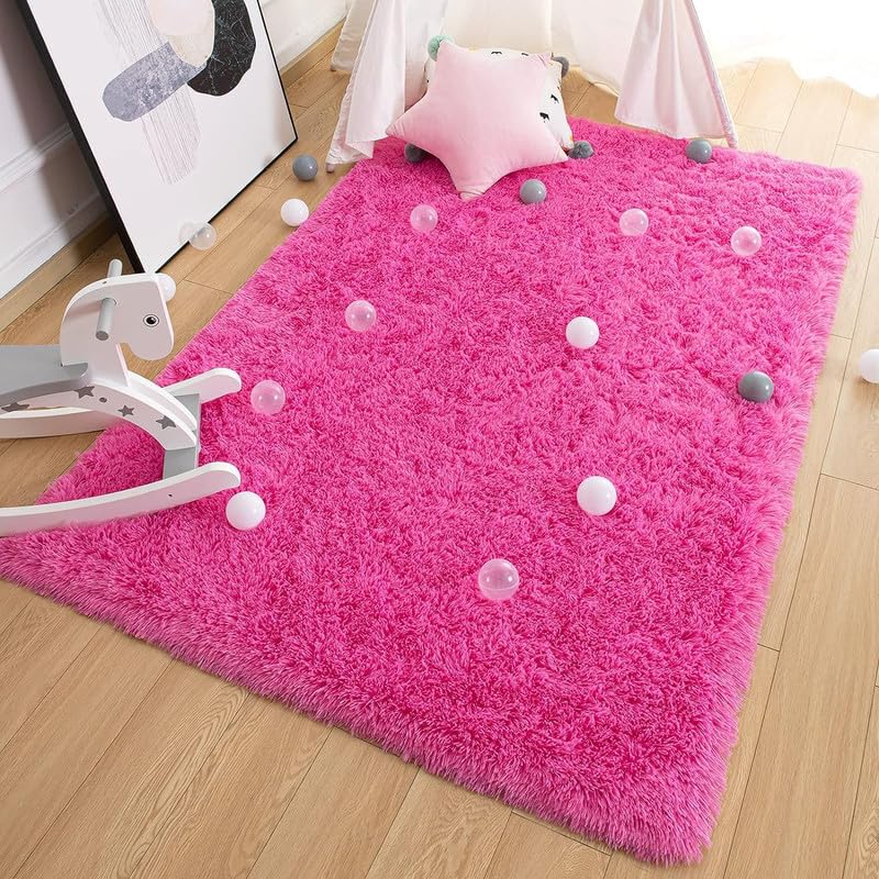 Baby Pink Plain Polyster Carpetify