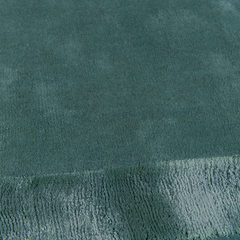 Close-up of Verdant green wool rug with border detail