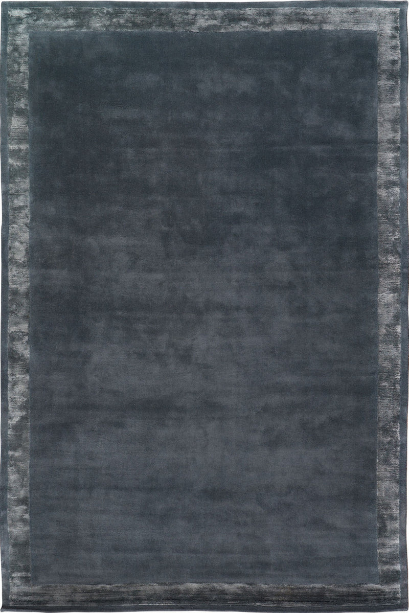 Slate dark grey hand tufted wool rug full view