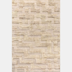 Solmaze wool rug with contemporary border design