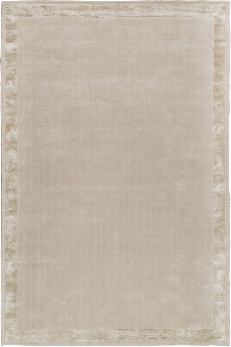 Ashlar beige hand tufted wool rug full view with bordered design