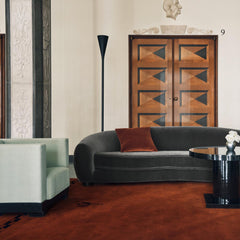 Trident hand tufted wool rug in a living room