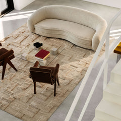 Solmaze hand tufted wool rug in a contemporary living room