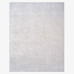 White Gold Wool & Silk Rug