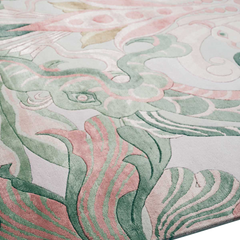 Rajtaraa traditional wool rug floral pattern detail