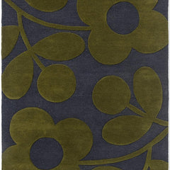 Sanctuary green and grey hand tufted wool rug floral view