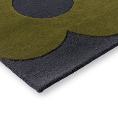 Sanctuary grey and green wool rug surface detail