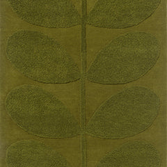 Tropical green leaf hand tufted wool rug