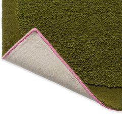 Tropical green wool rug backing detail