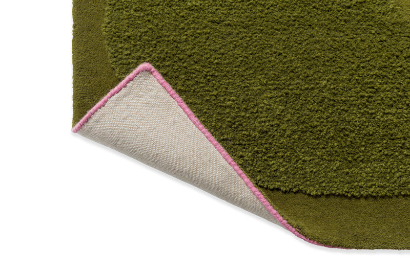 Tropical green wool rug backing detail
